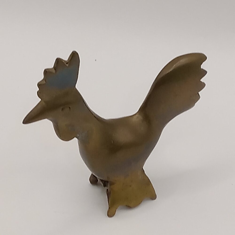 Solid BRASS ROOSTER 3" Figure Paperweight Decor Country Chicken Bottle Opener?
